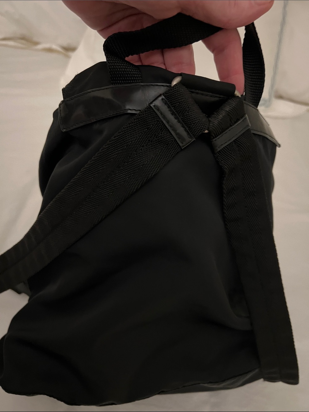 Prada Black Nylon Drawstring Backpack with Front Pockets - Picture 5 of 8